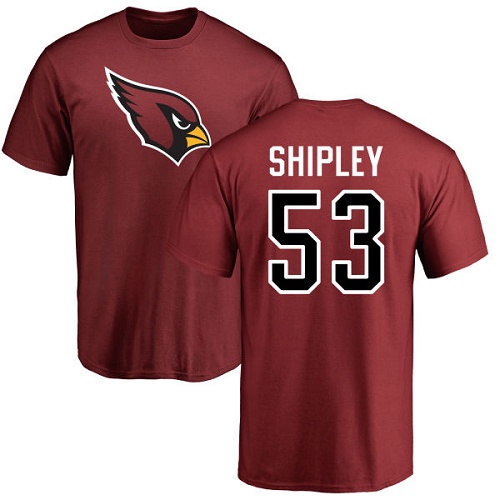 Arizona Cardinals Men Maroon A.Q. Shipley Name And Number Logo NFL Football #53 T Shirt